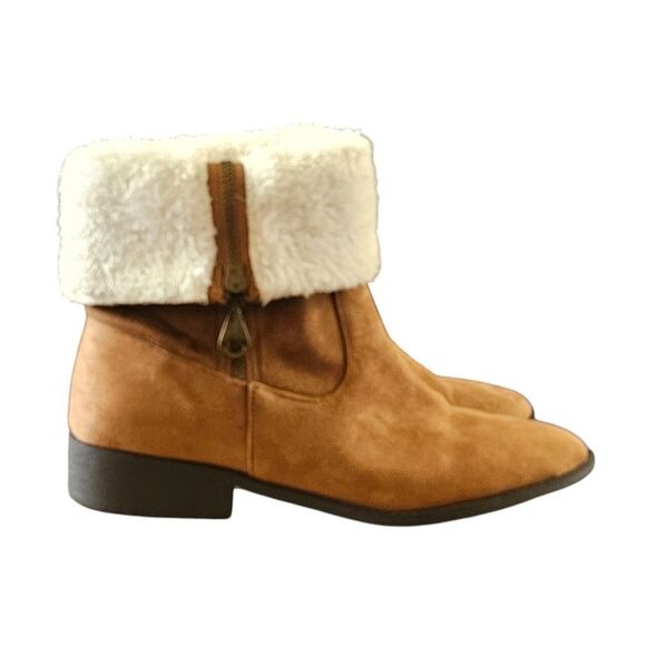 MAURICE'S REGINA FOX FUR ROLL DOWN ANKLE ZIP BOOTS SIZE 10M - Picture 14 of 16